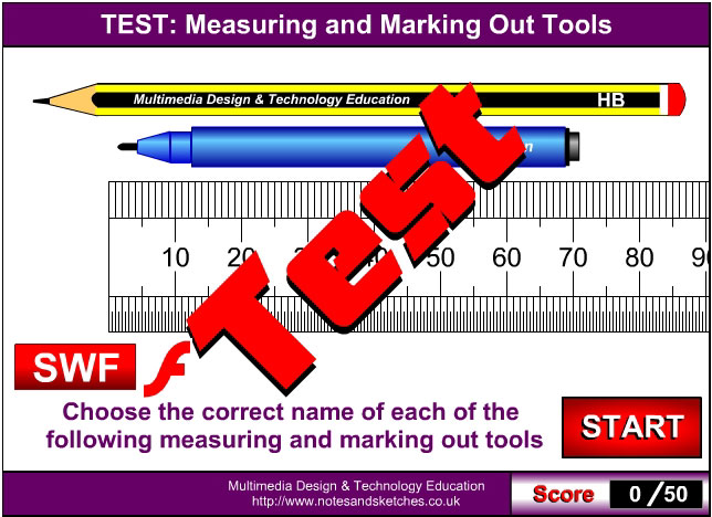 Measuring and marking out tools test