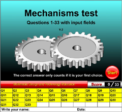 Mechanisms test, input fields 1-33