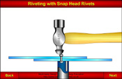 Illustration of a ball pein hammer used to shape a snap head rivet