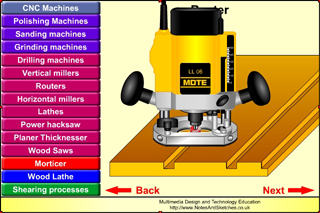 Multimedia Design and Technology Education: Design and Technology Processes: using a router to cut slots and rebates in timber and manufactured boards.