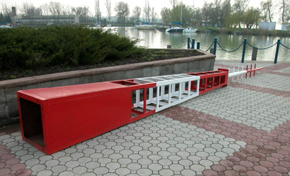 Frame structure made of welded steel.