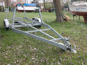 Frame structure of a yacht trailer.
