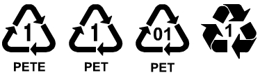 PET recycling symbols