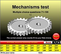 Mechanisms test, multiple choice questions 71-100