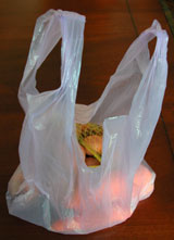 Polythene grocery bag
