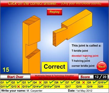 Wood Joints Module multiple choice test